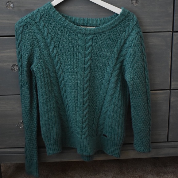 hollister turquoise cable knit sweater - Picture 1 of 3